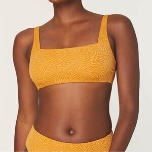 NWT Andie Swim The Rye Bikini Top Gold Yellow Zebra Print Size XS